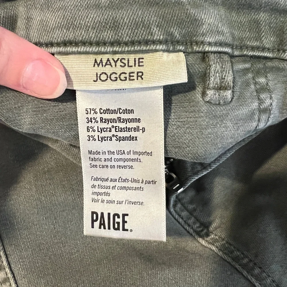 PAIGE Mayslie Cropped Joggers Ankle-Length Green Jeans | Size 31